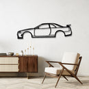 GT-R R34 Side Profile Silhouette - JDM Sports Car Metal Wall Art