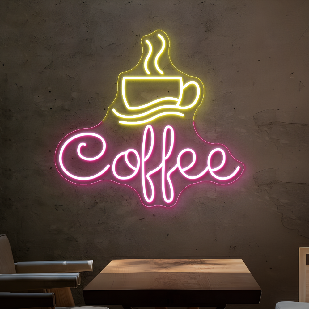 Heiße Kaffee & Tasse Neonschild - Perfektes LED -Neonlicht für Kaffeeliebhaber