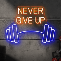 Geben Sie niemals Langhantel -Neonzeichen auf - LED -Wandkunst für Stärke, Motivation und Fitnessräume