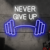 Geben Sie niemals Langhantel -Neonzeichen auf - LED -Wandkunst für Stärke, Motivation und Fitnessräume