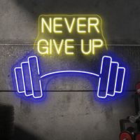 Geben Sie niemals Langhantel -Neonzeichen auf - LED -Wandkunst für Stärke, Motivation und Fitnessräume