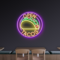 Offenes Tacos -Neonzeichen - lebendiges LED -Zeichen für Tacos & mexikanische Küche