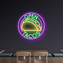 Offenes Tacos -Neonzeichen - lebendiges LED -Zeichen für Tacos & mexikanische Küche