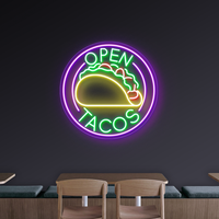 Offenes Tacos -Neonzeichen - lebendiges LED -Zeichen für Tacos & mexikanische Küche