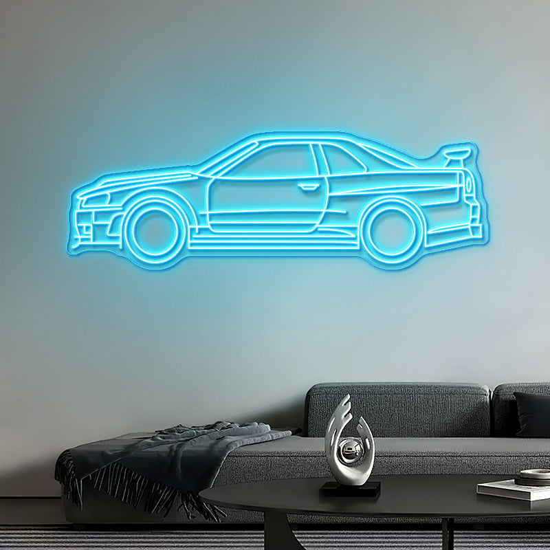 R34 GTR V-Spec LED Neon Sign – JDM Car LED Wall Light