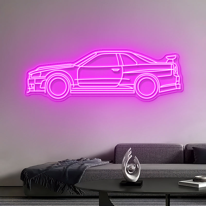 R34 GTR V-Spec LED Neon Sign – JDM Car LED Wall Light
