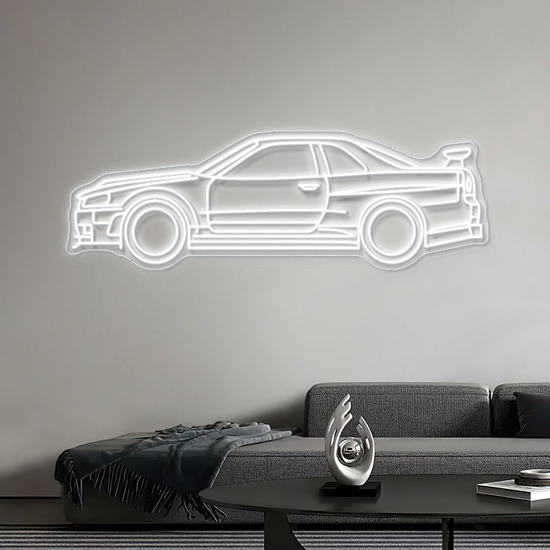 R34 GTR V-Spec LED Neon Sign – JDM Car LED Wall Light