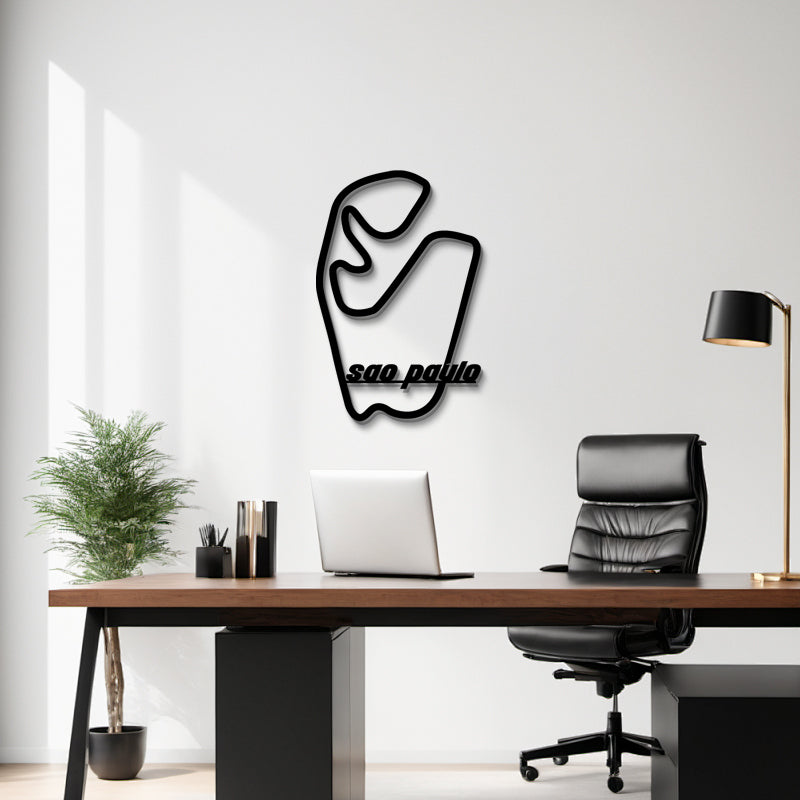 São Paulo Interlagos Formula 1 Track Silhouette - Brazilian Grand Prix Circuit Metal Wall Art