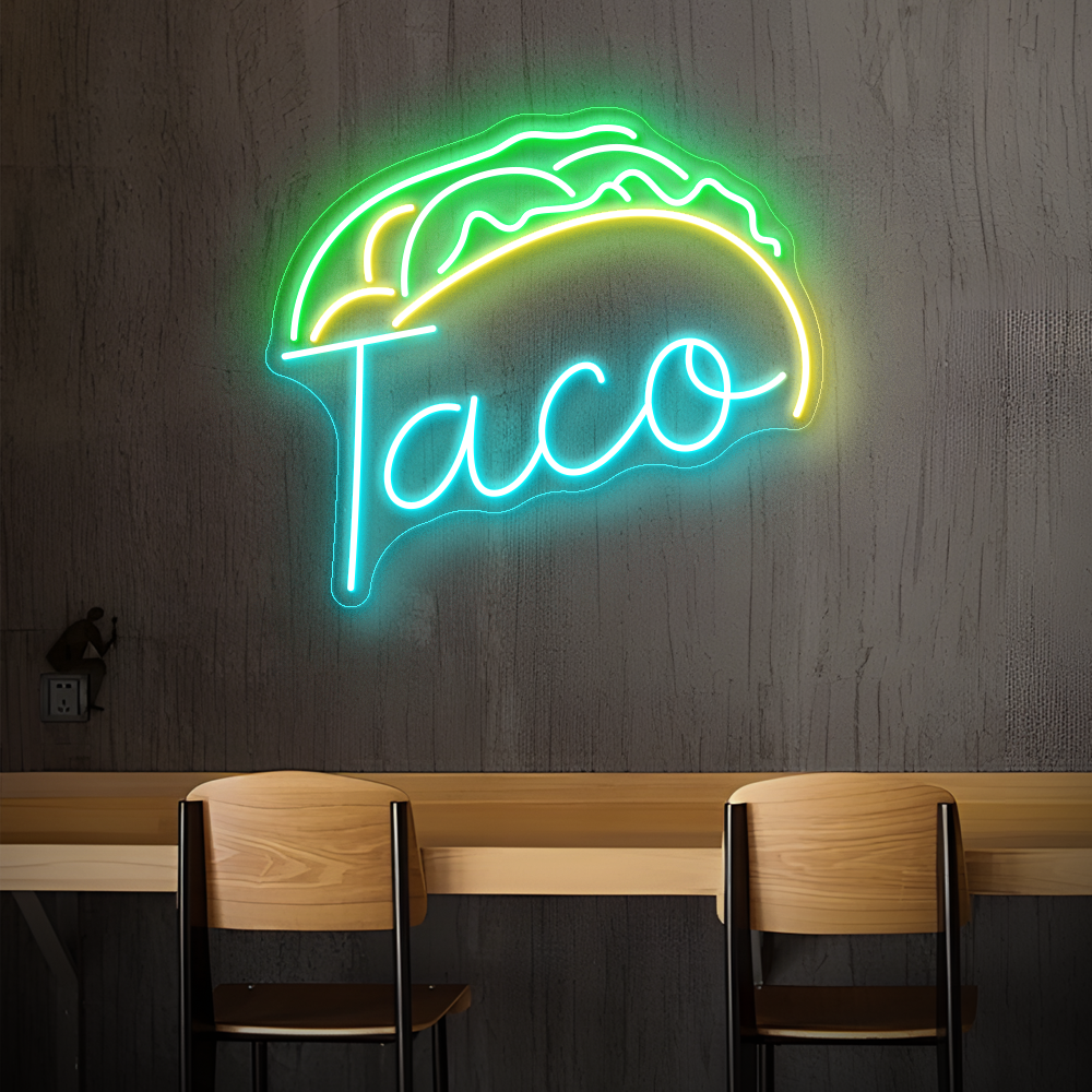 Taco & Burger Neonschild - ein lustiges, festliches LED -Neonlicht für Ihr Restaurant