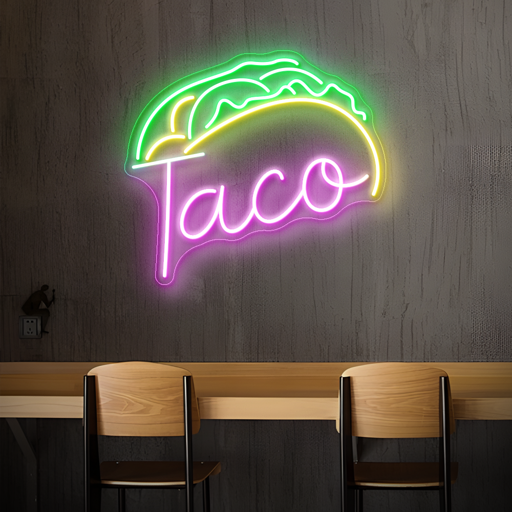 Taco & Burger Neonschild - ein lustiges, festliches LED -Neonlicht für Ihr Restaurant
