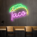 Taco & Burger Neonschild - ein lustiges, festliches LED -Neonlicht für Ihr Restaurant