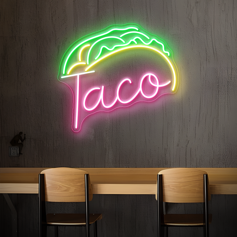 Taco & Burger Neonschild - ein lustiges, festliches LED -Neonlicht für Ihr Restaurant