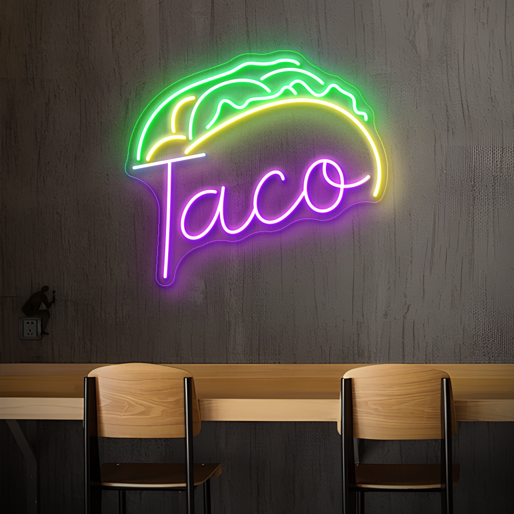 Taco & Burger Neonschild - ein lustiges, festliches LED -Neonlicht für Ihr Restaurant